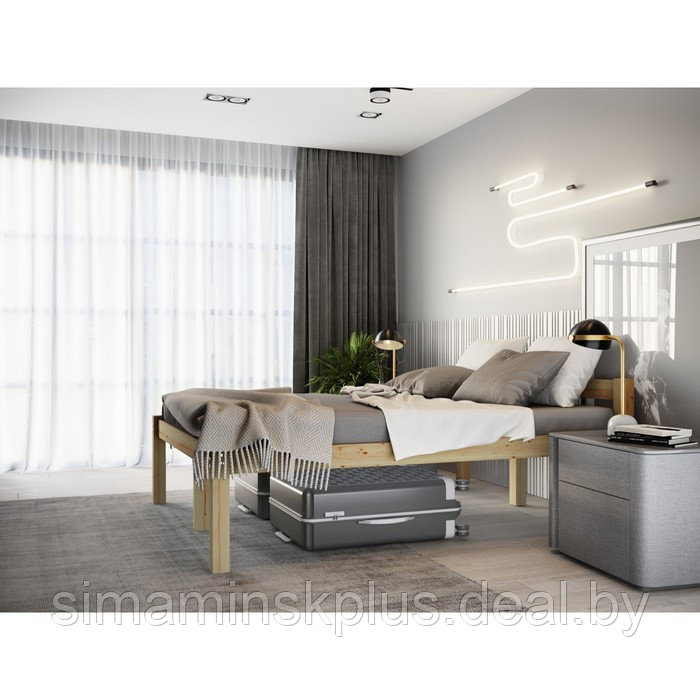 Высокая кровать «Геральд», 1200 × 2000 мм, массив, без покрытия, цвет сосна - фото 3 - id-p198028711