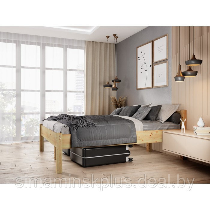 Высокая кровать «Виста», 1400 × 2000 мм, массив, без покрытия, цвет сосна - фото 3 - id-p198028715