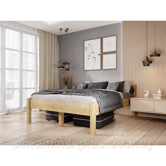 Высокая кровать «Виста», 1600 × 2000 мм, массив, без покрытия, цвет сосна - фото 1 - id-p198028716