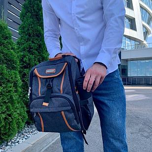 Спортивный стильный рюкзак OMASKA с USB / термо / непромокаемое отделение, черный