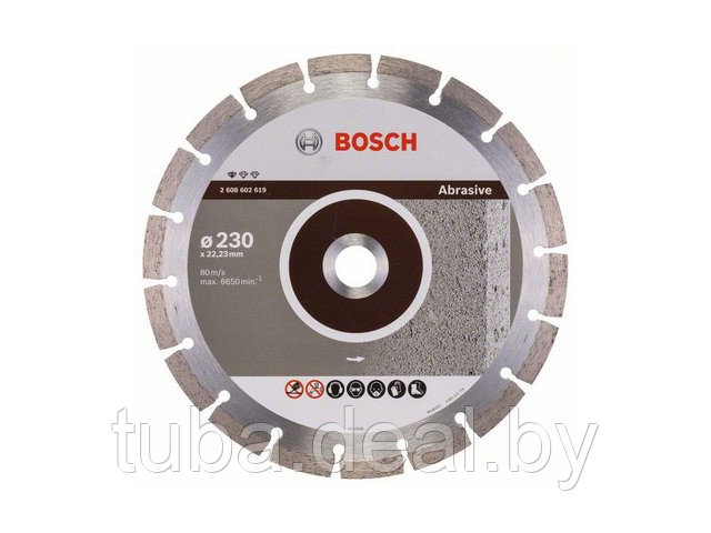 Алмазный круг 230х22,23 мм по абразив. матер. сегмент. Standard for Abrasive BOSCH ( сухая резка) - фото 1 - id-p198030883