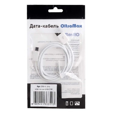 OM-K-201 USB - micro USB/круглый/белый/1М  Дата-кабель OLTRAMAX
