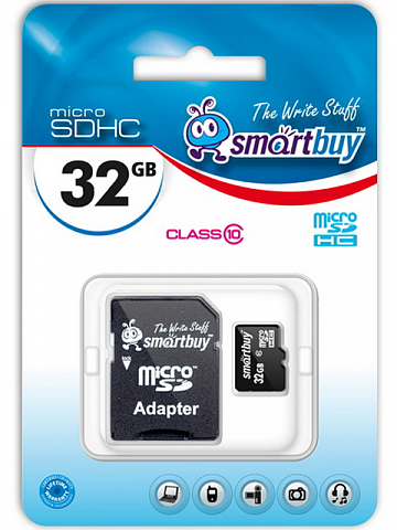 MicroSDHC 32GB Class10 LE + адаптер Карта памяти SMARTBUY - фото 1 - id-p167705453
