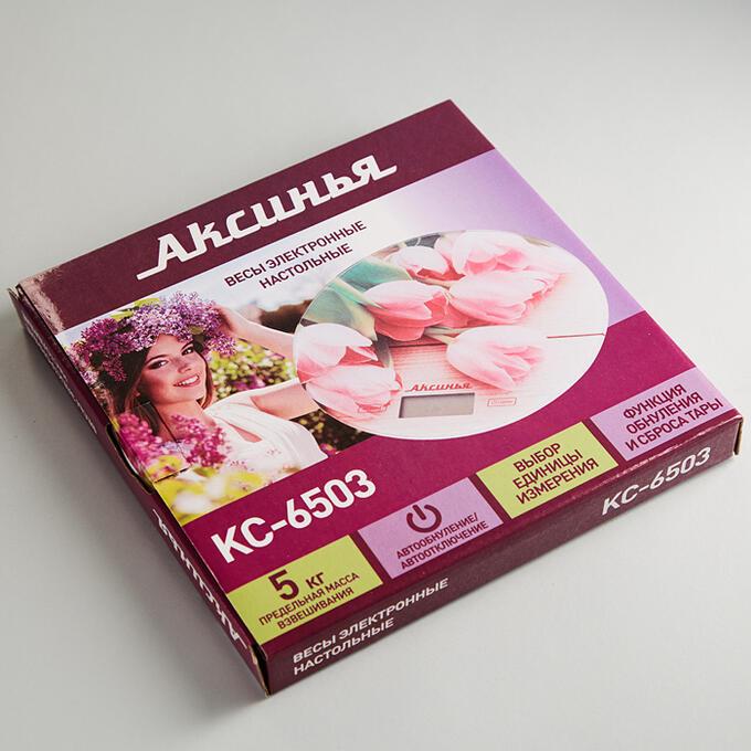 КС-6503 "Розовые тюльпаны": 5 кг, стекло Весы кухонные АКСИНЬЯ - фото 2 - id-p168629712