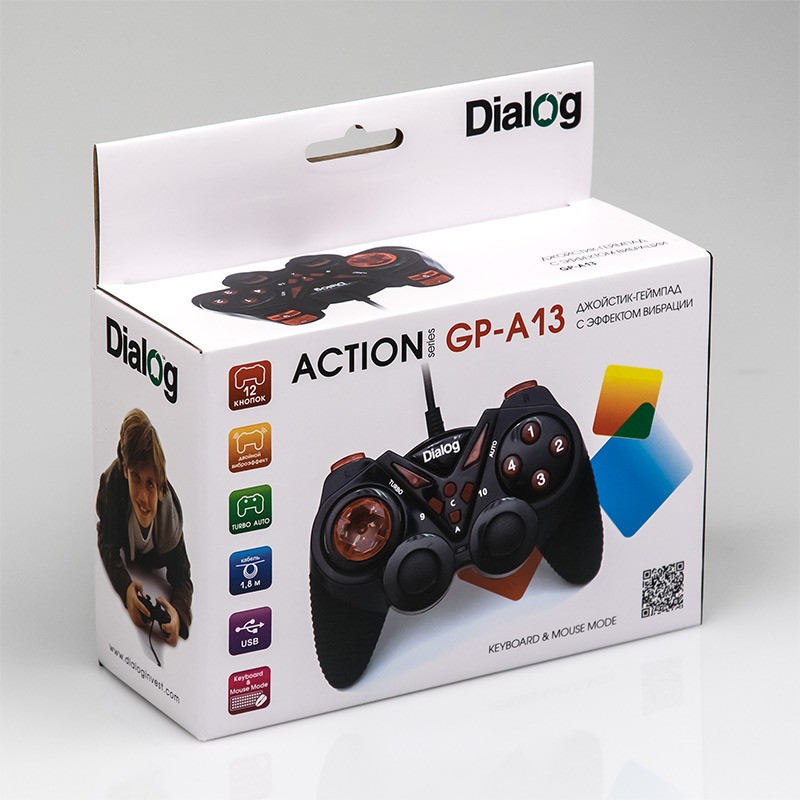 GP-A13 Action - вибрация, 12 кнопок, USB, черно-красный Геймпад DIALOG - фото 3 - id-p167706089