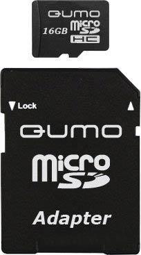 QM16GMICSDHC10U1 (18741) MicroSDHC 16GB Class10 UHS-I + адаптер Карта памяти QUMO - фото 1 - id-p167709621