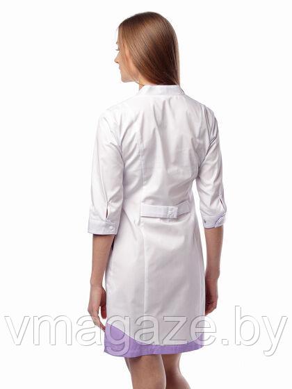 Медицинский халат,женский (цет белый,сиреневая отделка) - фото 2 - id-p198045602