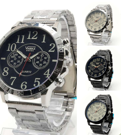 Мощные мужские часы на металлическом браслете VIAMAX 4147G - фото 1 - id-p184514192