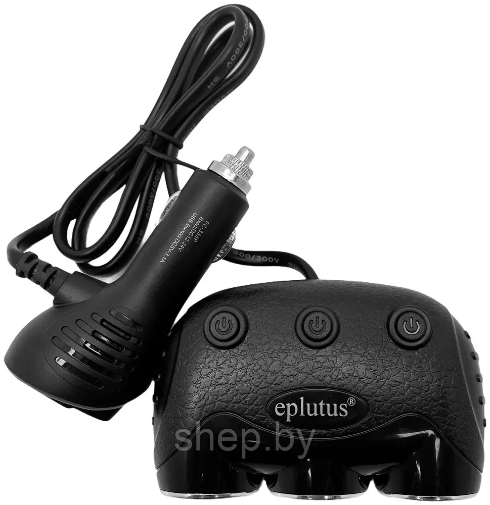 Разветвитель прикуривателя EPLUTUS FC-333P (3 розетки и 3 USB) длина кабеля 80 см - фото 2 - id-p198050747