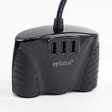 Разветвитель прикуривателя EPLUTUS FC-340 (3 розетки и 3 USB)  длина кабеля 60 см, фото 2