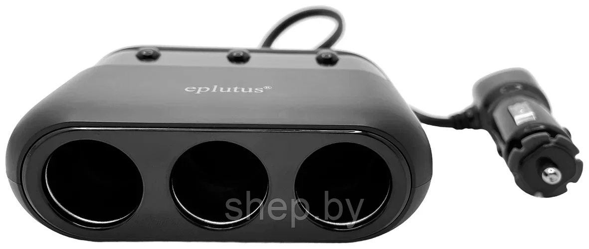 Разветвитель прикуривателя EPLUTUS FC-339 (3 розетки и 2 USB +Type-C) длина кабеля 80 см LED дисплей - фото 3 - id-p198050749