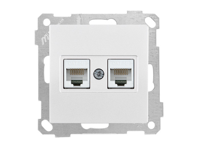 Розетка компьютерная 2xRJ45 (Cat5e, скрытая, без рамки) белая, DARIA, MUTLUSAN ((2xRJ 45) 8-pin, соединения - фото 1 - id-p198069573