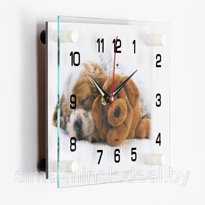 Часы-картина настенные, серия: Животный мир, "Щенок и мишка", плавный ход, 20 х 26 см - фото 2 - id-p198071657