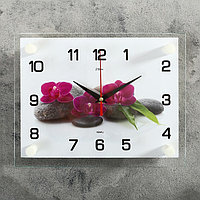 Часы-картина настенные, серия: Цветы, "Цветки на камнях", плавный ход, 20 х 26 см