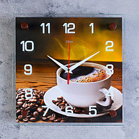 Часы-картина настенные, серия: Кухня, "Кофе", плавный ход, 25 х 25 см