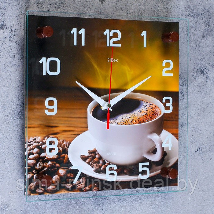 Часы-картина настенные, серия: Кухня, "Кофе", плавный ход, 25 х 25 см - фото 2 - id-p198071668