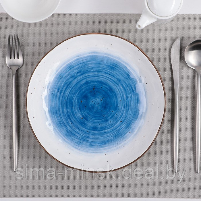 Тарелка фарфоровая глубокая Доляна «Космос», 550 мл, d=21,5 см, цвет синий - фото 1 - id-p198072045