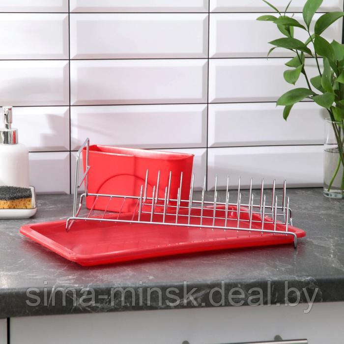 Сушилка для посуды с поддоном Доляна, 38,5×21,5×12,5 см, цвет МИКС - фото 6 - id-p198072127