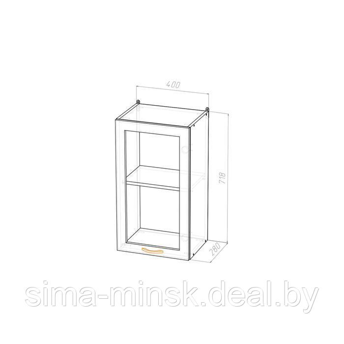 Шкаф навесной Лариса 400х300х720 с витриной белый/латте - фото 2 - id-p198076571
