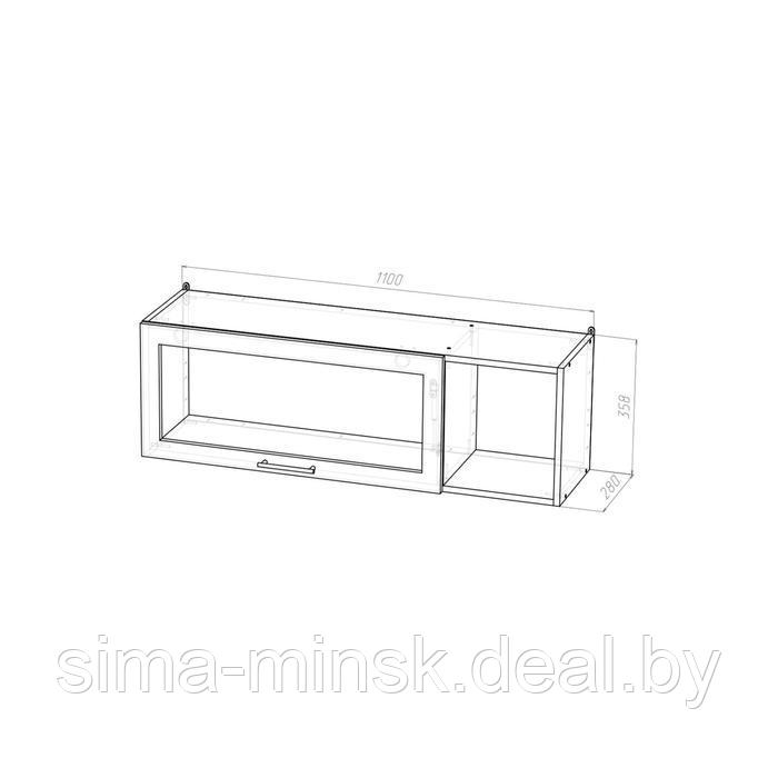 Шкаф навесной Сабрина 1100х300х360 с дверкой и стеклом,правый венге/дуб сонома - фото 2 - id-p198076586