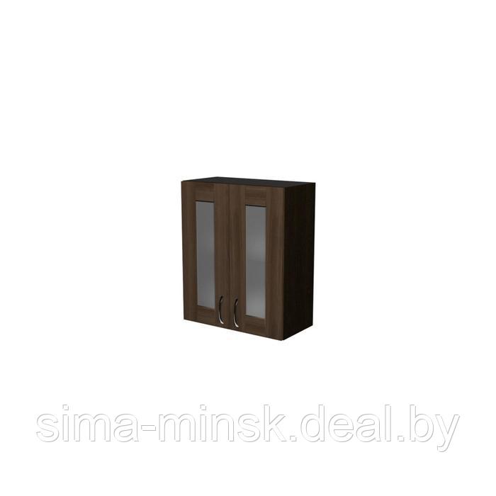 Шкаф навесной Кира 600х300х720 2 дверцы со стеклом венге/Квадро шимо темный - фото 1 - id-p198076651