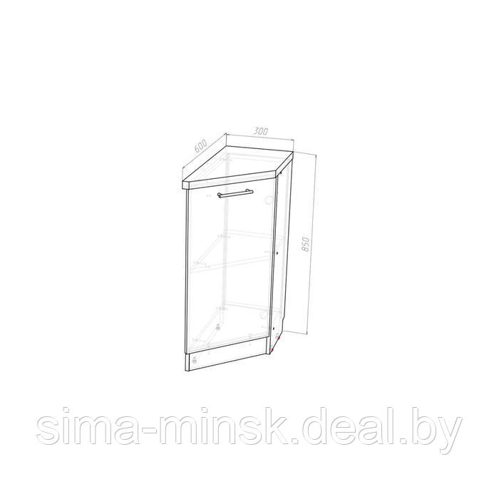 Шкаф напольный Лариса 300х600х850 завершающий прав закрытый белый/латте/кантри - фото 3 - id-p198076733