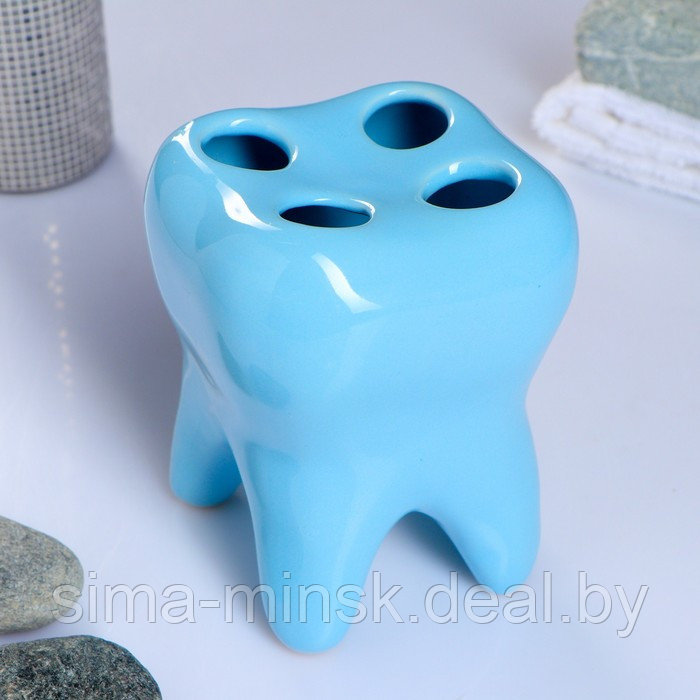 Стакан под зубную щетку "Зуб" голубой - фото 4 - id-p198074765