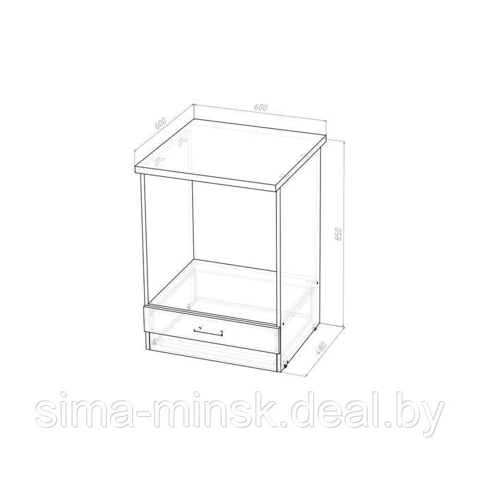 Шкаф напольный Кира 600х600х850 под духовой шкаф венге/Квадро шимо темный/малага - фото 3 - id-p198076792