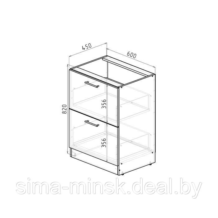 Шкаф напольный Кира 600х600х850 с 2 выдвижными ящиками венге/Квадро шимо темный/малага - фото 2 - id-p198077132