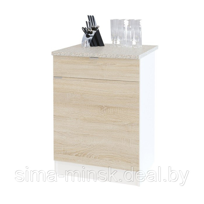 Стол с ящиками, 600 × 600 × 850 мм, цвет белый/дуб сонома - фото 1 - id-p198077139