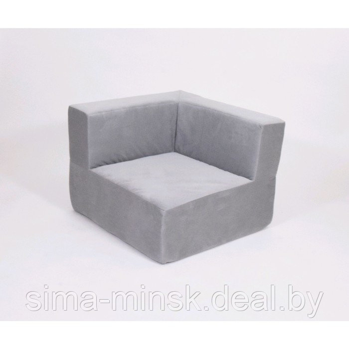 Кресло угловое - модуль «Тетрис», размер 80 х 80 см, цвет серый, велюр - фото 1 - id-p198079164