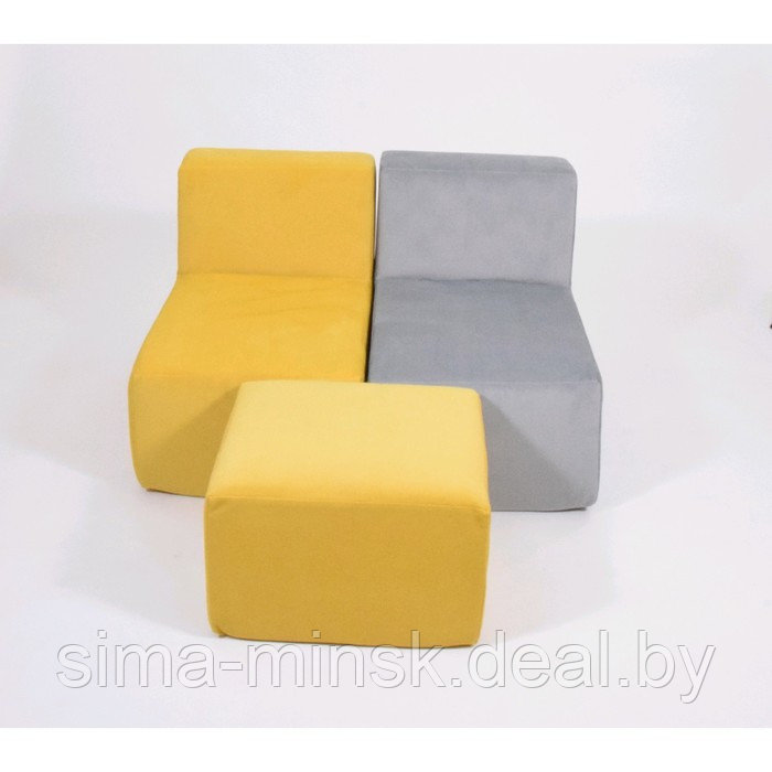 Кресло угловое - модуль «Тетрис», размер 80 х 80 см, цвет серый, велюр - фото 3 - id-p198079164