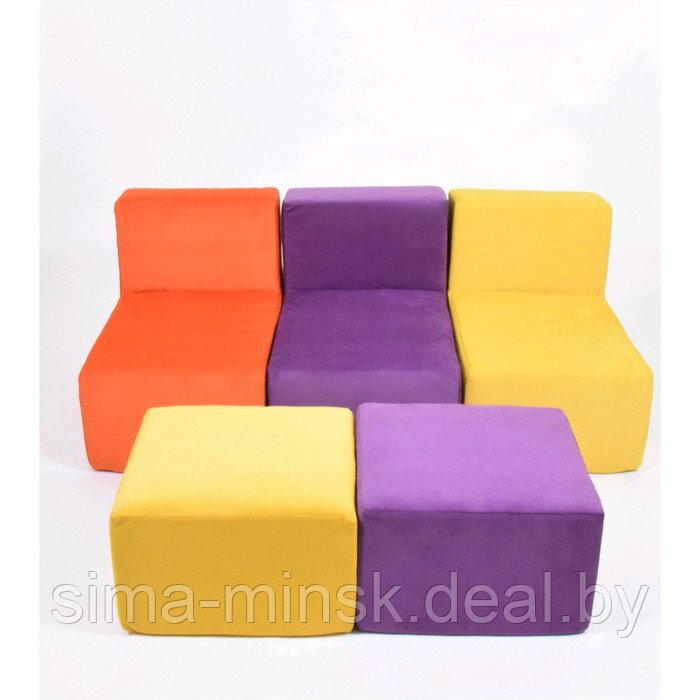 Кресло угловое - модуль «Тетрис», размер 80 х 80 см, цвет жёлтый, велюр - фото 3 - id-p198079165