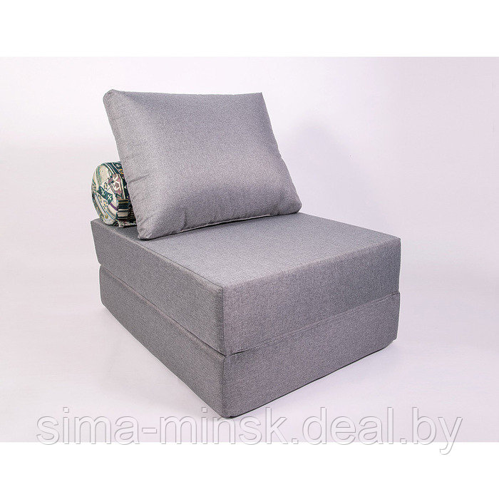 Кресло-кровать «Прайм» с матрасиком, размер 75×100 см, цвет серый, рогожка, велюр - фото 1 - id-p198079169
