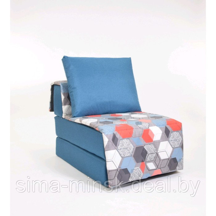 Кресло - кровать «Харви» с накидкой - матрасиком, размер 75 х 100 см, цвет синий, принт геометрия, рогожка - фото 1 - id-p198079203