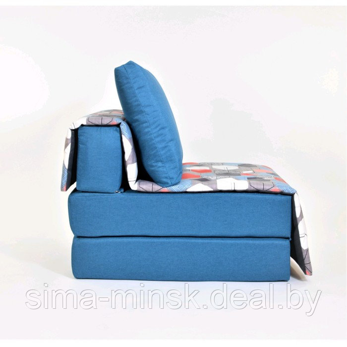 Кресло - кровать «Харви» с накидкой - матрасиком, размер 75 х 100 см, цвет синий, принт геометрия, рогожка - фото 2 - id-p198079203