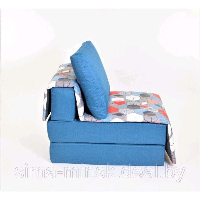 Кресло - кровать «Харви» с накидкой - матрасиком, размер 75 х 100 см, цвет синий, принт геометрия, рогожка - фото 3 - id-p198079203