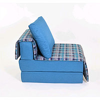 Кресло - кровать «Харви» с накидкой - матрасиком, размер 75 х 100 см, цвет синий, принт квадро, рогожка, велюр
