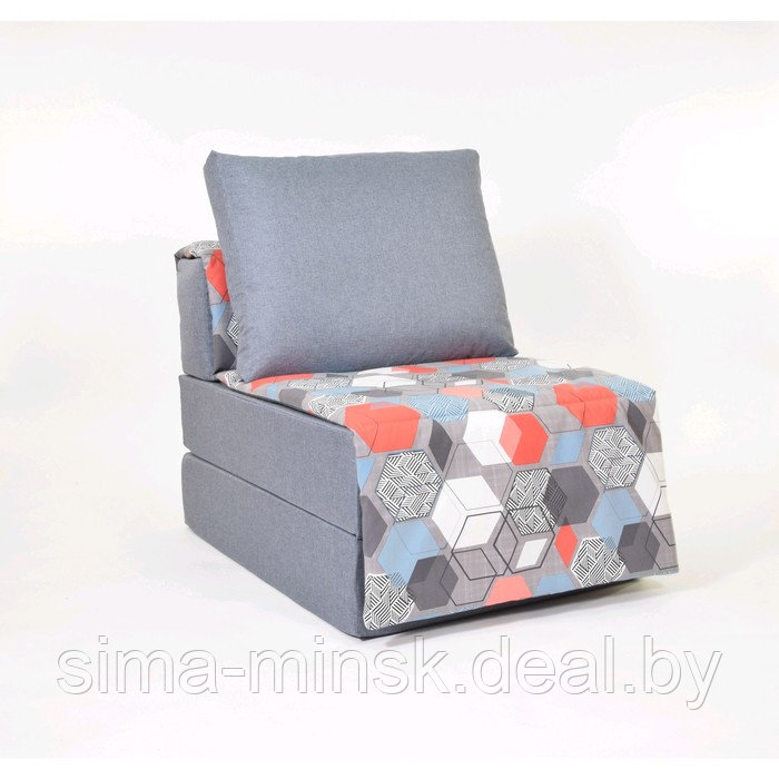 Кресло - кровать «Харви» с накидкой - матрасиком, размер 75 х 100 см, цвет серый, принт геометрия, рогожка - фото 1 - id-p198079209