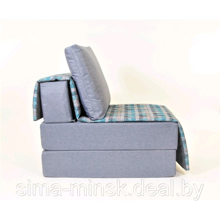Кресло - кровать «Харви» с накидкой - матрасиком, размер 75 х 100 см, цвет серый, принт квадро, рогожка, велюр - фото 2 - id-p198079210