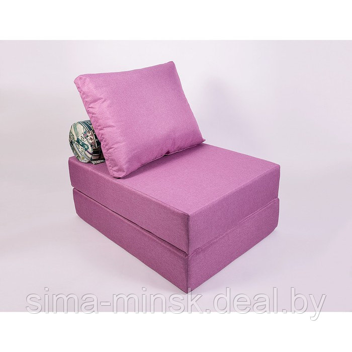 Кресло-кровать «Прайм» с матрасиком, размер 75×100 см, цвет сиреневый, рогожка, велюр - фото 1 - id-p198079214