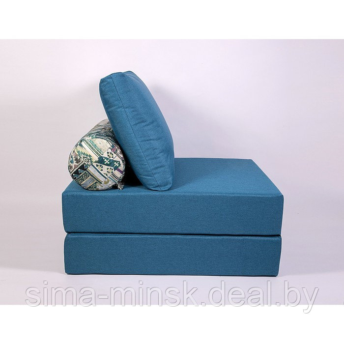 Кресло-кровать «Прайм» с матрасиком, размер 75×100 см, цвет морской, рогожка, велюр - фото 4 - id-p198079215