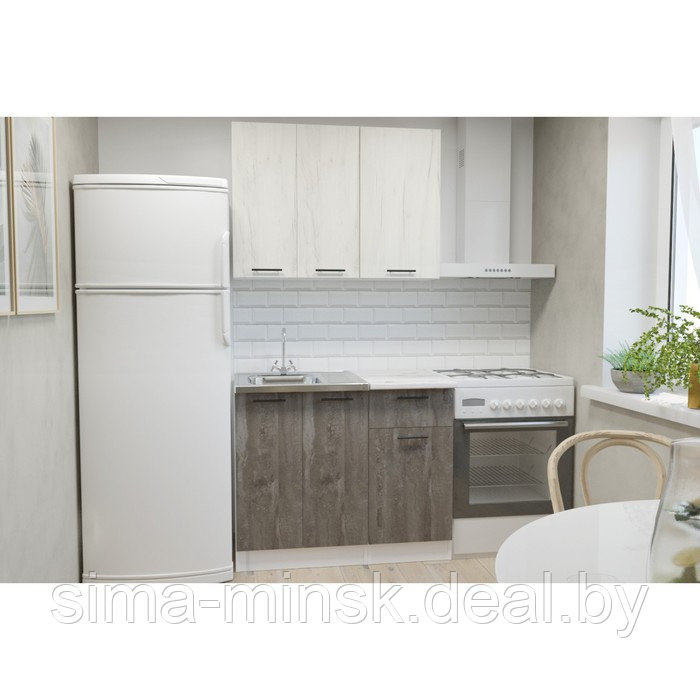 Кухонный гарнитур Сиена мини 1000х600 Белый/Сосна/Дуб грей, бетон темный - фото 1 - id-p198074942