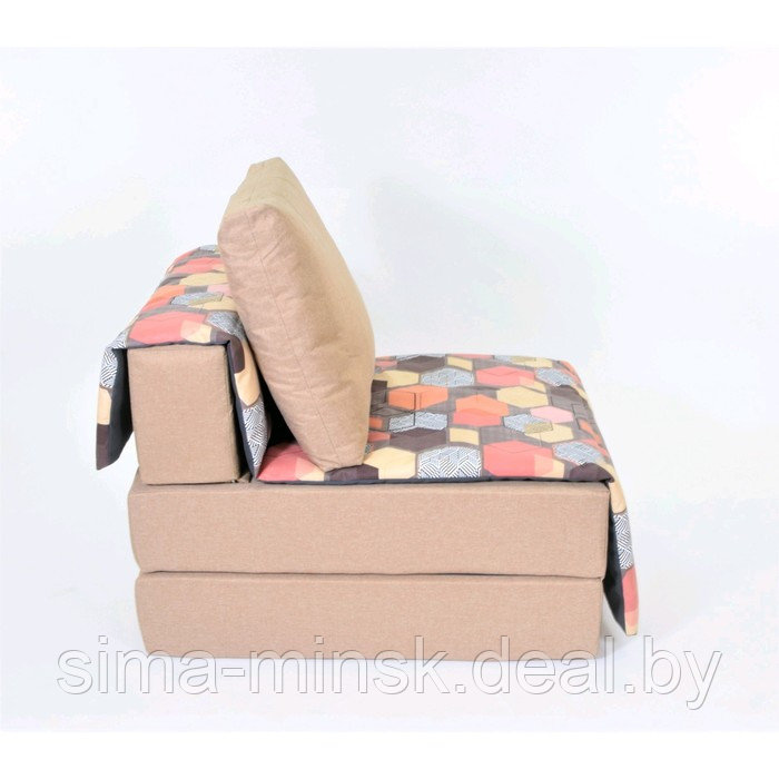 Кресло - кровать «Харви» с накидкой - матрасиком, размер 75 х 100 см, цвет песочный, принт геометрия, рогожка - фото 1 - id-p198079224