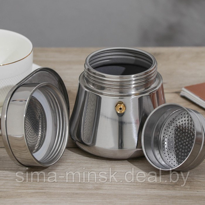 Кофеварка гейзерная Magistro Semi, на 6 чашек, 300 мл, нержавеющая сталь - фото 4 - id-p198079247