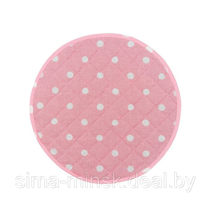 Подушка на табурет Pink polka dot, размер d=38 см, цвет розовый - фото 1 - id-p198073190