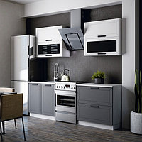 Кухонный гарнитур 1600 Монако, МДФ, Софт белый/Софт графит