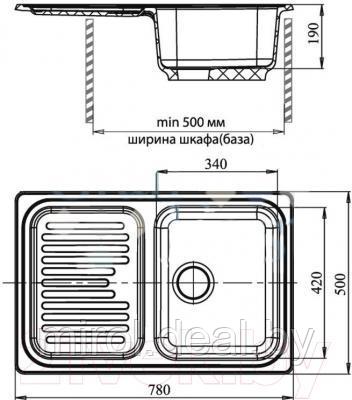 Мойка кухонная GranFest Standart GF-S780L - фото 2 - id-p198086361