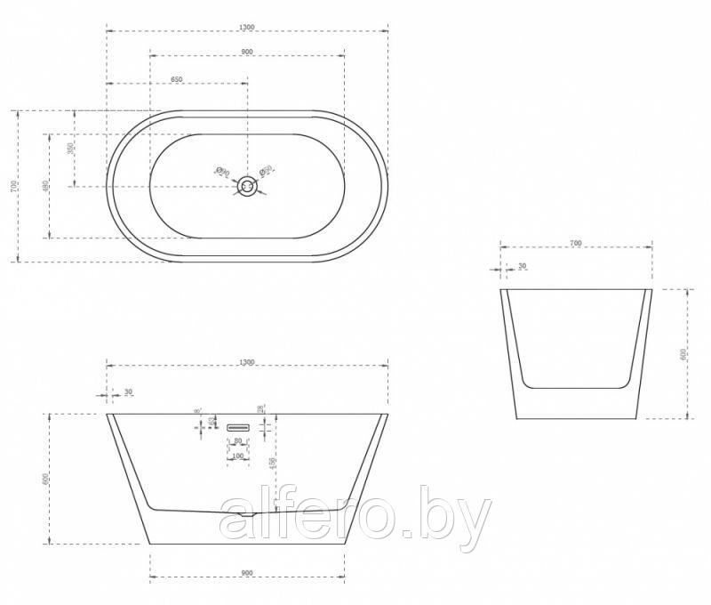 Ванна ABBER AB9203-1.4 140x70x60 акриловая - фото 2 - id-p198091741