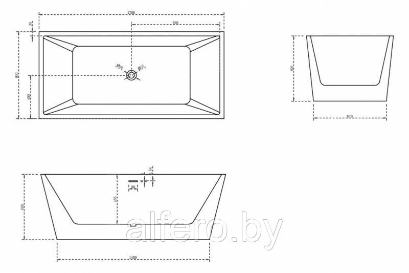 Ванна ABBER AB9224-1.7 170x80x60 акриловая - фото 4 - id-p198091761
